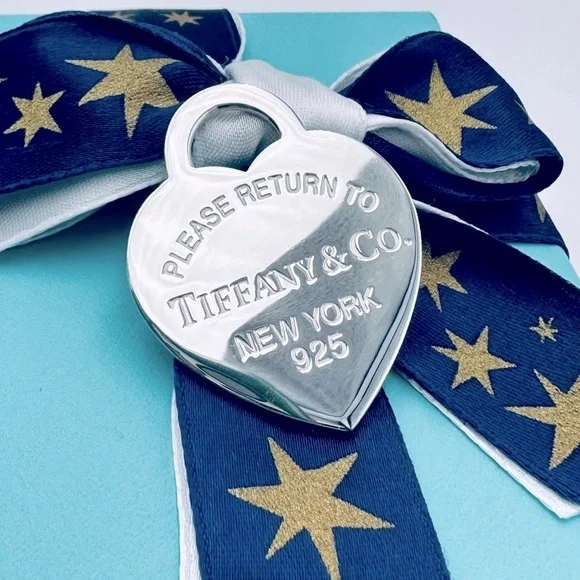 VERY RARE XL Blue Enamel Return to Tiffany Heart Charm Pendant with Packaging - Picture 6 of 10